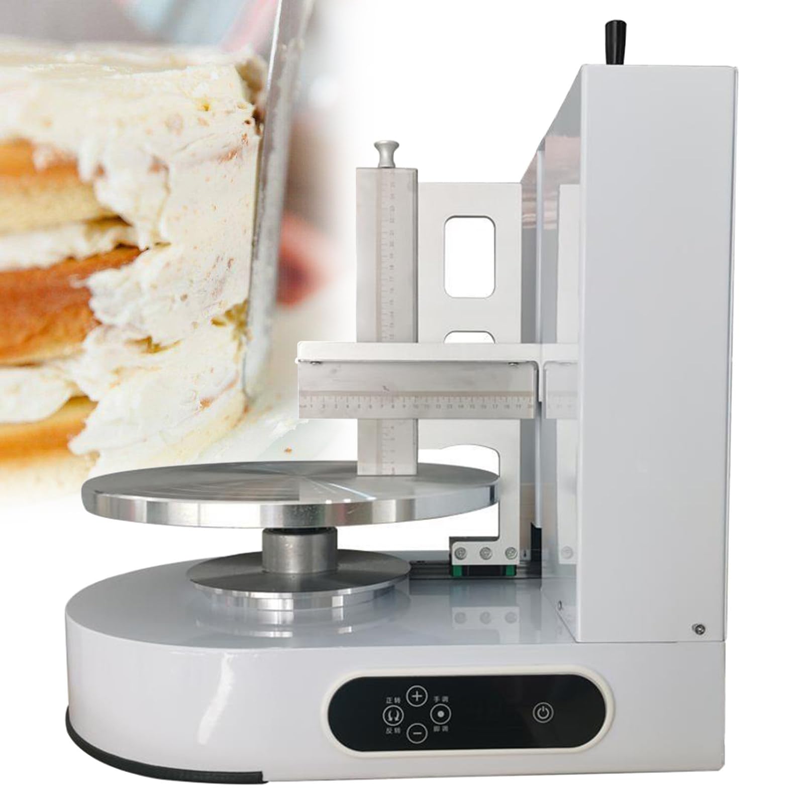 NYANS Automatische Kuchencreme Verteilmaschine, Kuchenbeschichtungs Glättungsmaschine, für die Herstellung von 4-12 Zoll Kuchen, Elektrische Geburtstagskuchen Creme Verteilmaschine,White