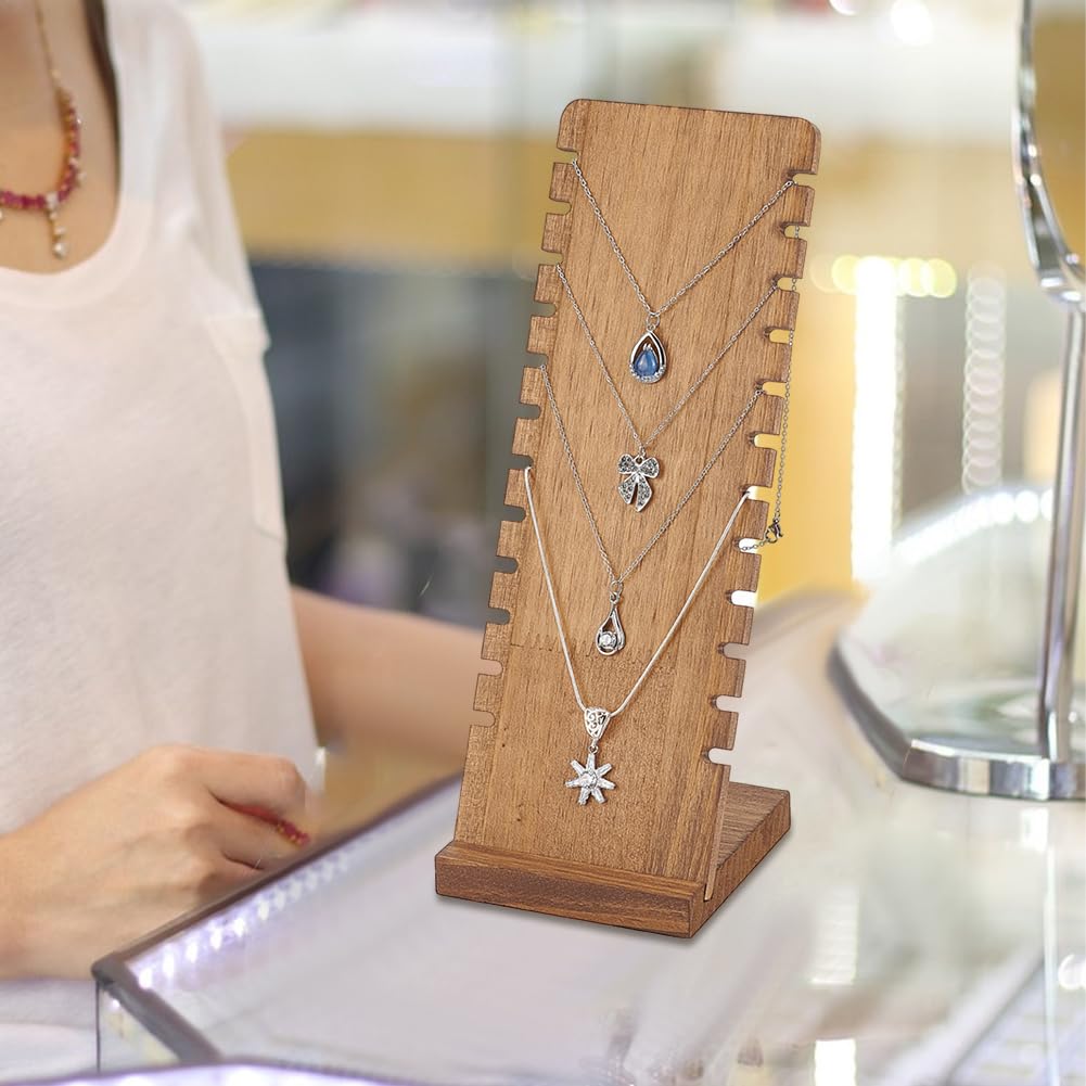 PH PandaHall 2 juegos de 12 ranuras para collares, soporte de madera para collares, exhibidores de collares, soportes de joyería, tableros de exhibición de mesa para vendedores, venta al por menor