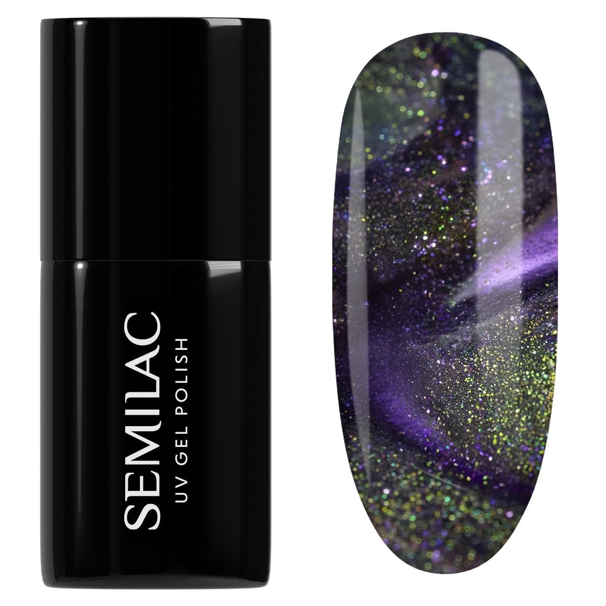 SEMILAC Gel Nail Polish 825 Cyber Violet - Cat Eye Gel Polish - Soak Off Easy To Use LED/UV Nail Lamp - Long Lasting Manicure and Pedicure up to 3 weeks
