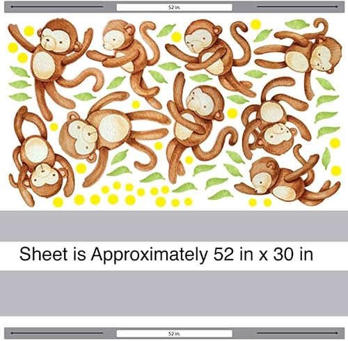 Miniatura 2 de Juego de calcomanías de pared de acuarela de mono oscilante, calcomanía de pared para guardería por Chromantics