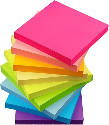 (9 blocs) Notas adhesivas de 3 x 3 pulgadas, compra anticipadamente, 9 notas autoadhesivas de color brillante, 70 hojasbloc