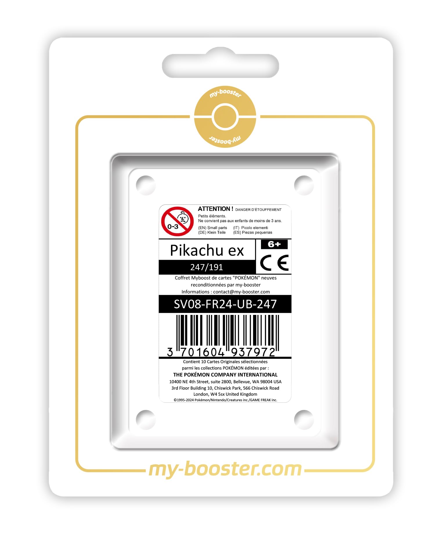 my-booster Pikachu ex 247/191 Teracristal Oro segreto X Écarlate et Violet 8 - Étincelles Déferlantes Box di 10 carte Pokémon Francese