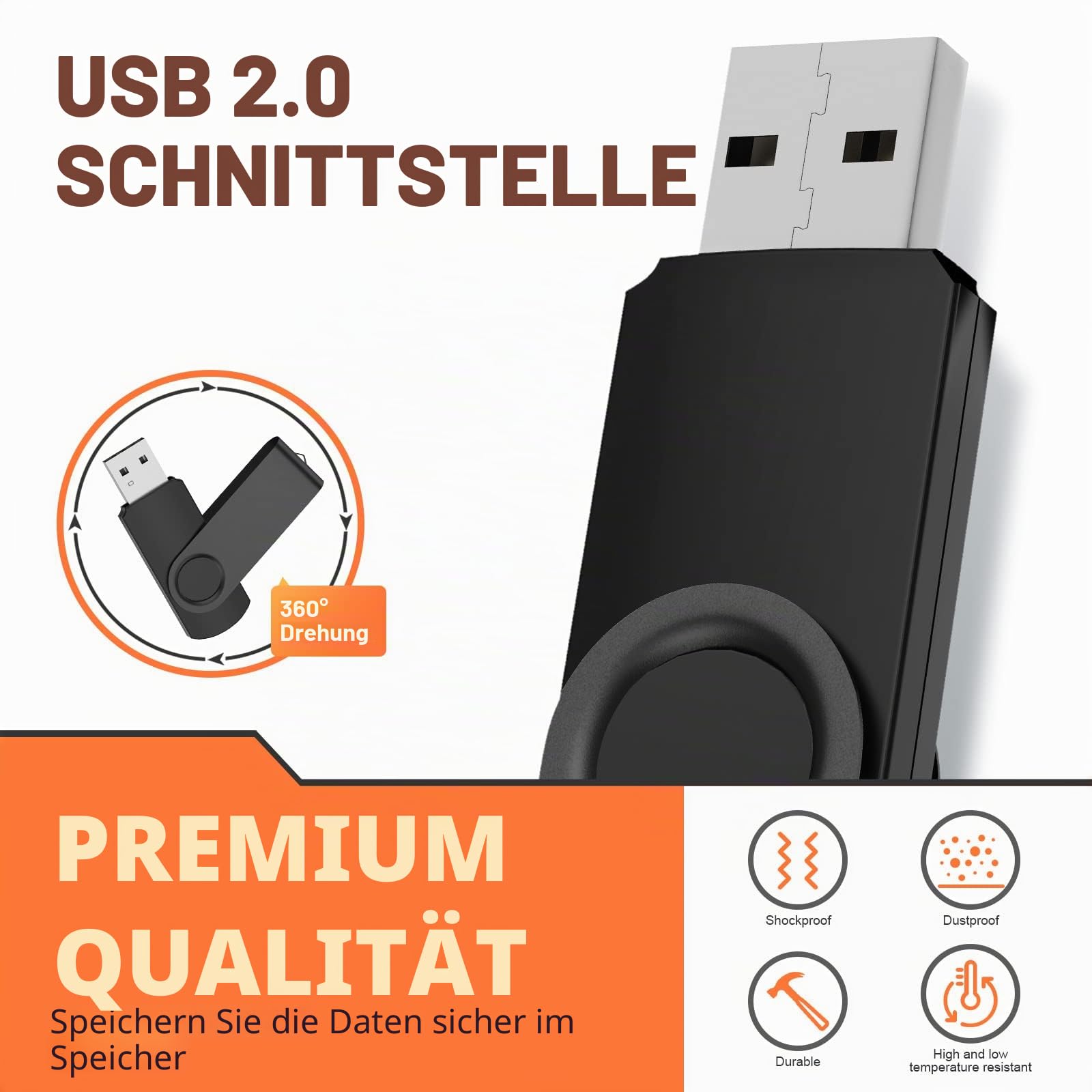 Uflatek USB Sticks 32GB USB 2.0 Speicherstick 10 Stück Memory Stick Bunt Flash Drive Rotate USB-Flash-Laufwerk Metall Thumb Drive Externer Datenstick mit Lanyard 10er Pack