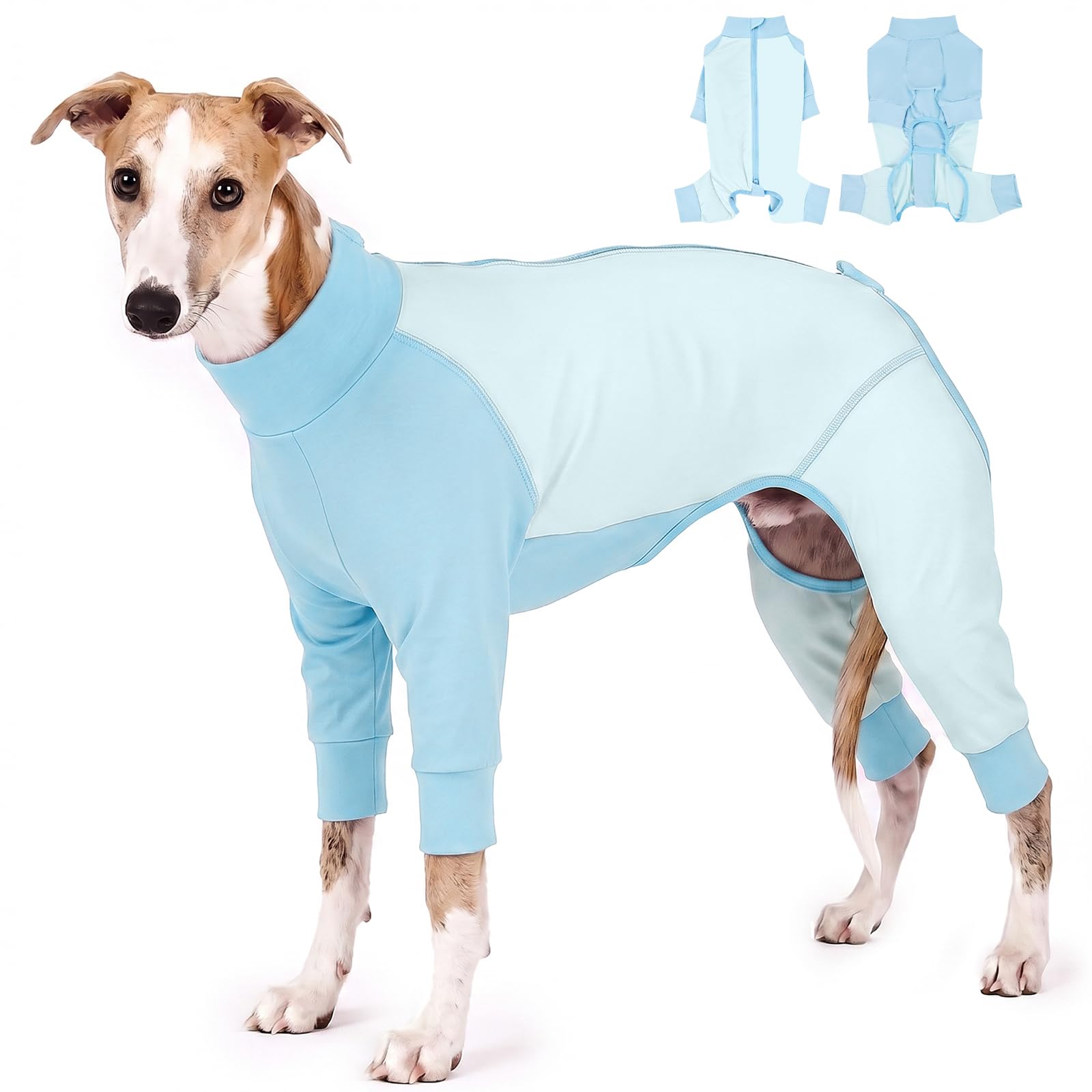 Lelepet Four Leg Dog Onesie for Summer, Lightweight Dog Pajamas, Blue XL