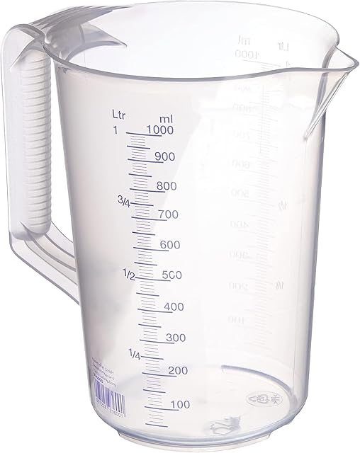 hünersdorff 936000 Nietłukąca miarka (1L),nietłukąca, szczególnie odporna na temperaturę,kolorowa podziałka,nadaje się do użytku spożywczego,wykonany z polipropylenu (PP)uchwyt,przezroczysty