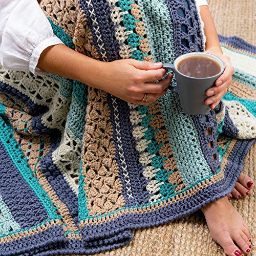 Crochet Striped Afghan Club - 30-Stripe Stitch Sampler Afghan Subscription Club: Seaside Sampler Colorway #TOP3