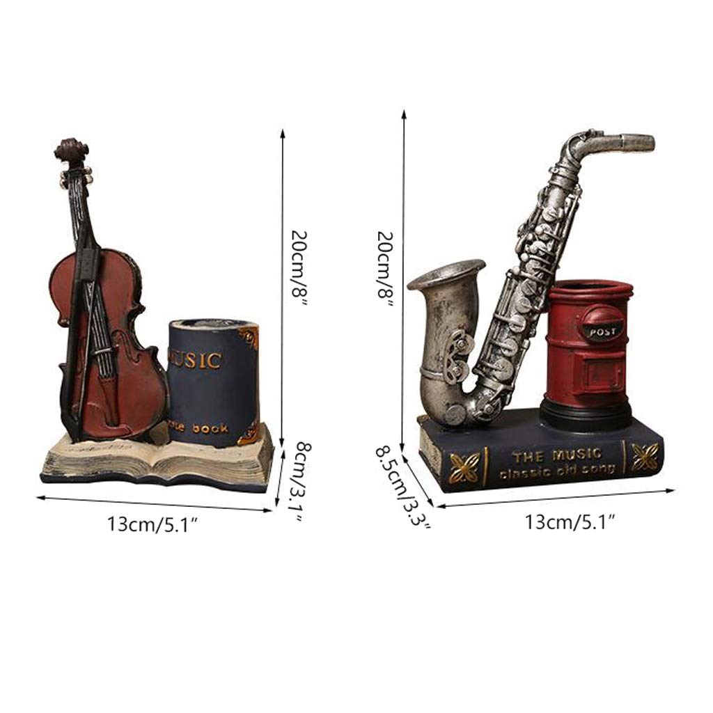 Kreative Violine Stifthalter Retro Desktop Schreibtisch Organizer Harz Aufbewahrungsbox Stift Container Schule Büro Schreibwaren Lieferungen (Color : C)