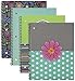 Emraw Saas & Class Notebook Spiral with 60 Sheets of Wide Ruled White Paper - Set Includes: Polka Dot Flower, Funky Floral, Flower Stripes & Chandelier Covers (4 Pack)