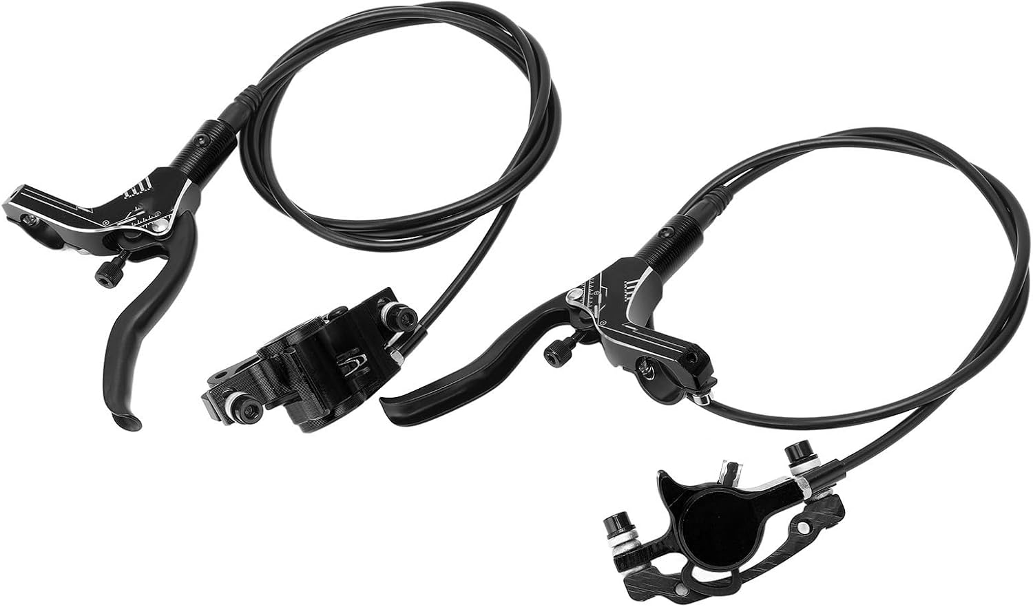 Hydraulic Brake Set Mountain Bike Disc Brakes Kit High Density Sensitive Wear with Front Rear Brakes Rotors Pads for Installation Replacement