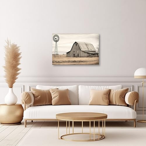 Miniatura 10 de CXHOSTENT Lienzo de granero rojo para pared, cuadros de granja antigua, decoración de pared, pintura rústica de granja, marco de decoración de