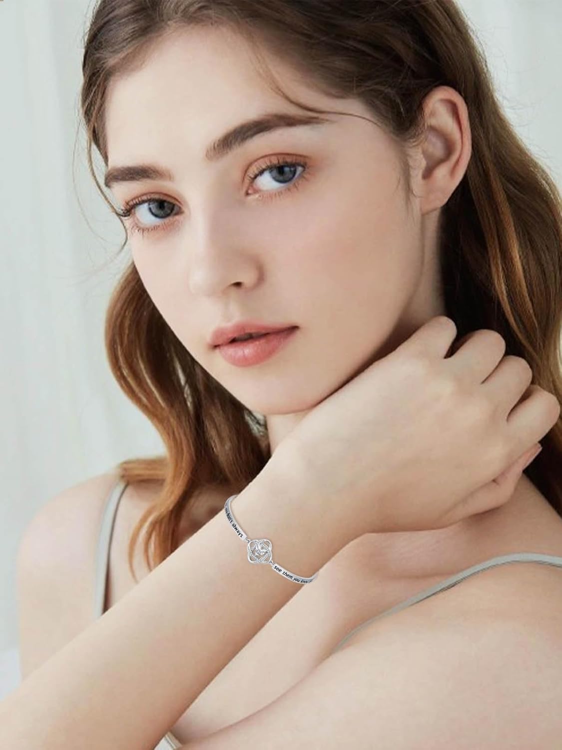 Valentines Day Gifts for Her, 18k White Gold Plated Love Knot Bracelets, Engraved Inspirational and Sentiment Bangle, Anniversary Birthday Jewelry Gift for Lover Wife Girlfriend Sister Friends - Image 4