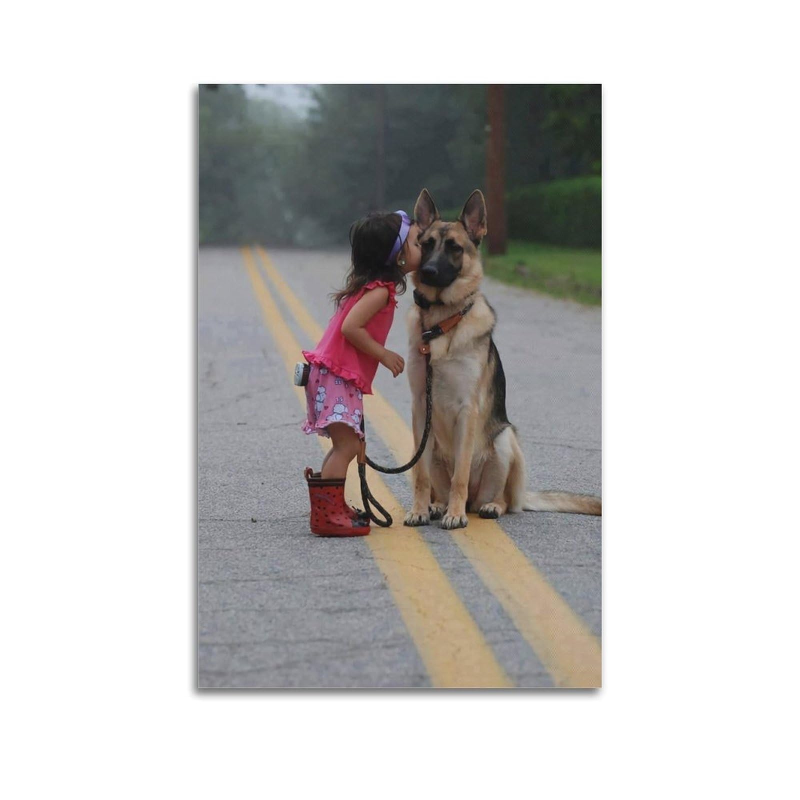 Xkuga Girls Unframe-Style Sheepdog Animal Poster Wildlife Little Friendship Modern Decorative Canvas Prints - Ideal Wall Art For Family, Man Cave, Game Room, Boys & Bedroom 20X30inch(50X75cm)