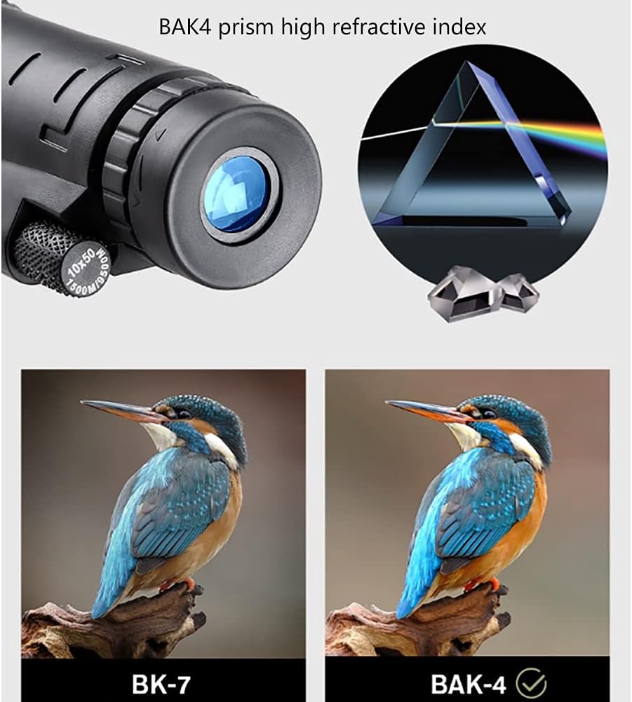 Bird Watching 12x50 Monocular Telescope with Smartphone Holder Tripod BAK-4 Prism and FMC Lens for Travelling Wildlife Bird Watching Telescope