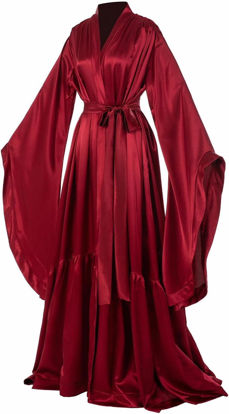 Women's Bridal Robes Old Hollywood Maternity Photoshoot Silk Bathrobe Long Lingerie Cover Up Nightgown - Image 3