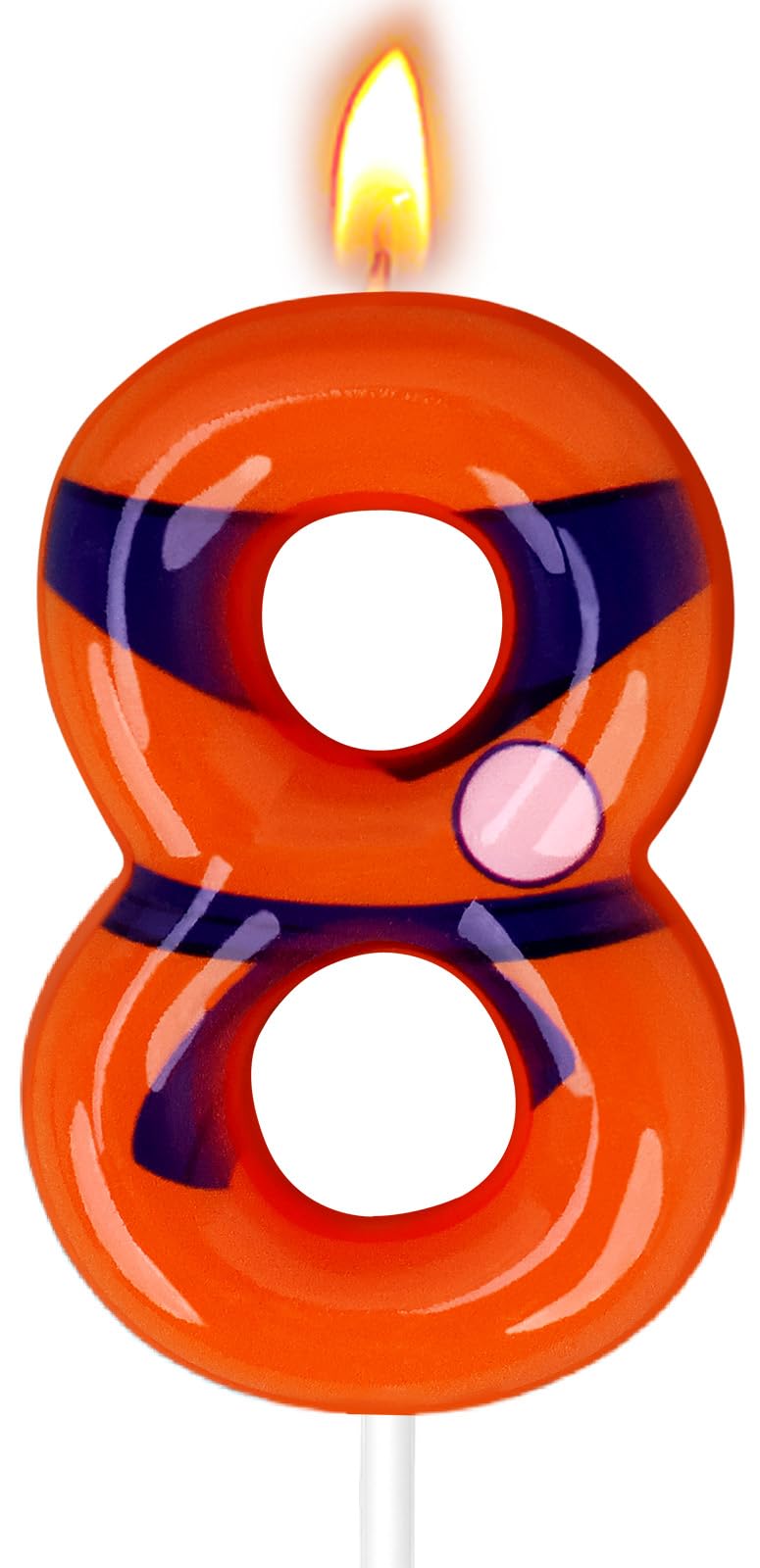 Anime Orange Birthday Candles, Number Candles for Birthday Party Cake Decoration Supplies (Orange, Number 8)
