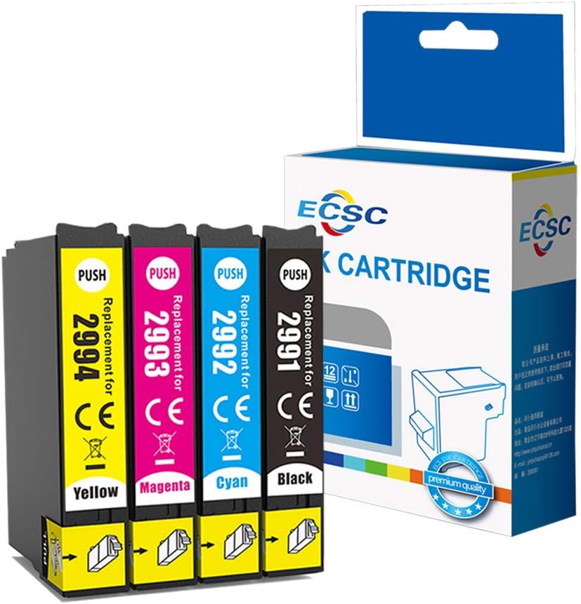 ECSC Compatible Ink Cartridge Replacement for Epson XP-455 XP-452 XP-445 XP-442 XP-435 XP-432 XP-355 XP-352 XP-345 XP-342 XP-335 XP-332 XP-257 XP-255 XP-247 XP-245 XP-235 T2996 (B/C/M/Y, 4-Pack)