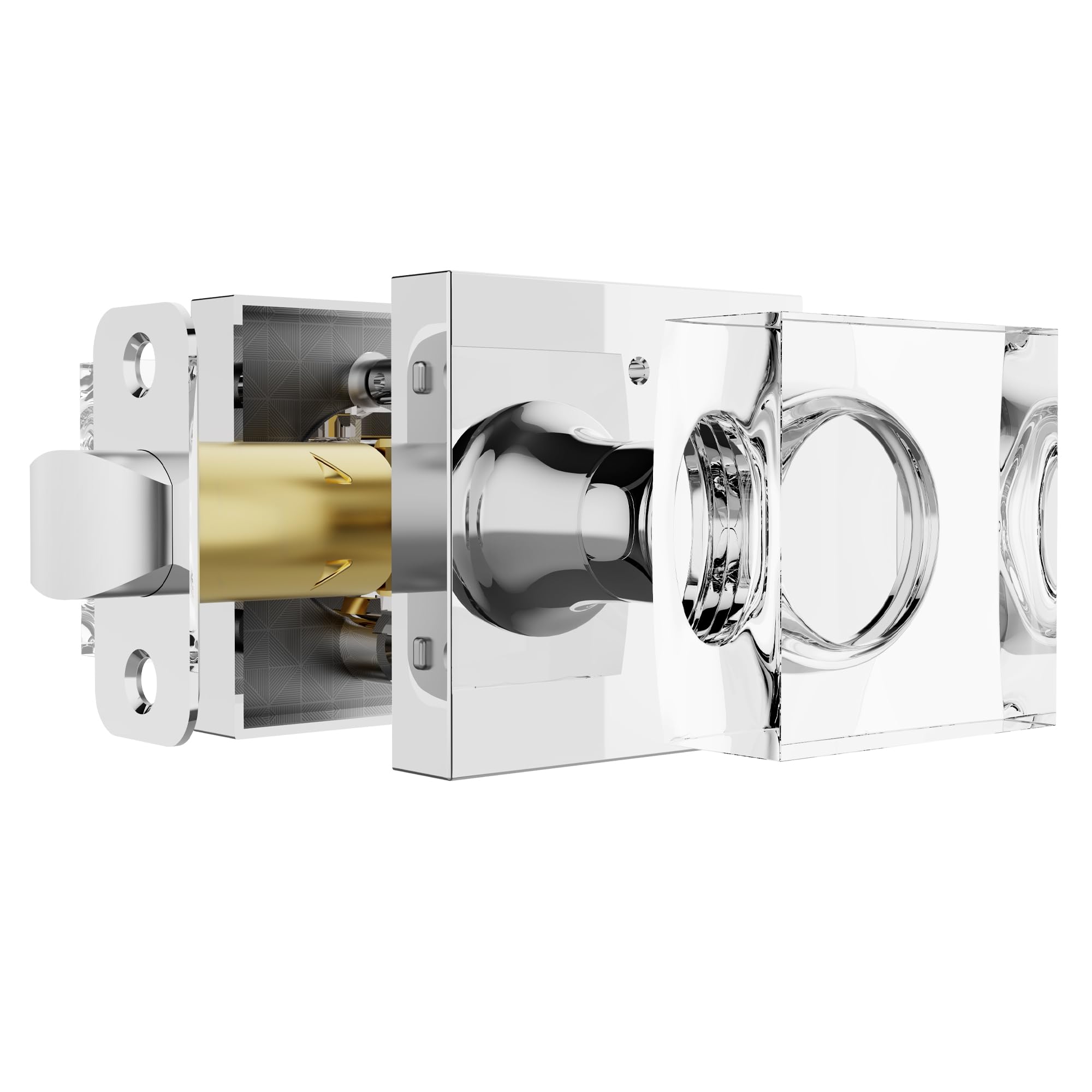 Brushed Gold Door Knobs - Crystal & Modern Design -12