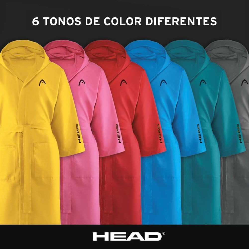 HEAD Active - Albornoz Mujer y Hombre para Ducha con Capucha y Bolsillos de Microfibra Ligero Secado Rápido, Albornoz Hombre y Mujer Suave Ultra Absorbente para Viaje, Bata Mujer Hombre Ahorra Espacio