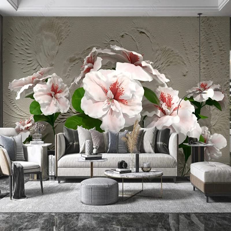 Peinture murale papier peint rose relief 3D au design artistique élégant 250x175