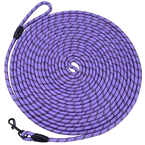 Image of Long Dog Leash for Training 30Ft-Reflective Nylon Rope with Swivel Hook-Recall Agility Lead for Large Small Medium Dogs Outside Walking Hiking-Purple