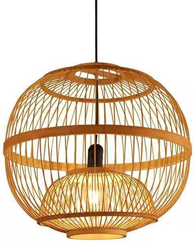ECOJEN Lámpara colgante decorativa de techo. Candelabro de tejido de bambú costero. Lámpara colgante vintage natural para habitación de niños,