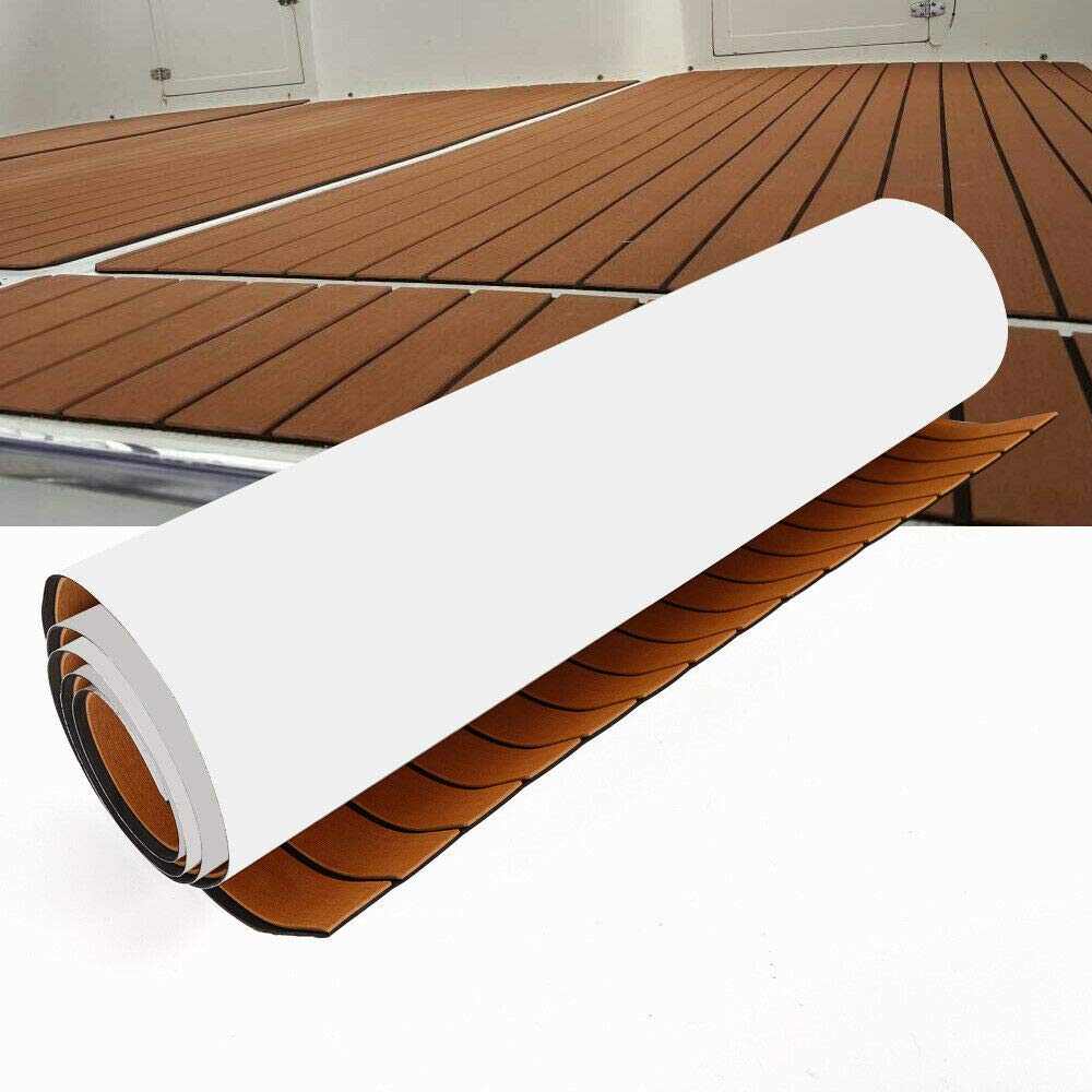 CNCEST 106''x35'' EVA Foam Teak Sheet 6MM Marine Floor Pad Yacht Boat Decking Self-Adhesive for Marine Floor Decking Yacht Boat Fish Non-Slip Boat Flooring Pad