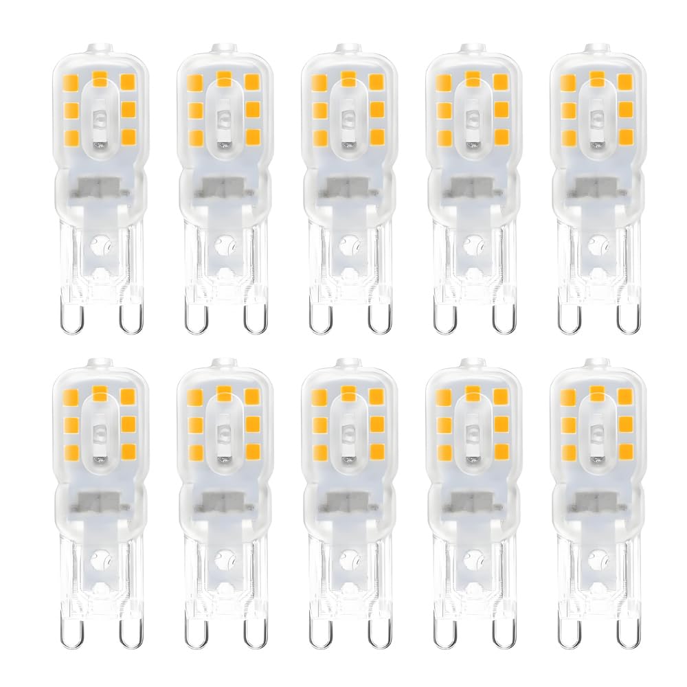 Jiotouhu G9 LED Bulb, 3W G9 LED Lamps (Equivalent to 30W Halogen Bulbs G9), G9 LED Bulbs Warm White 3000K, No Filcker, 360 Degree Angle, AC 220-240V, Pack of 10