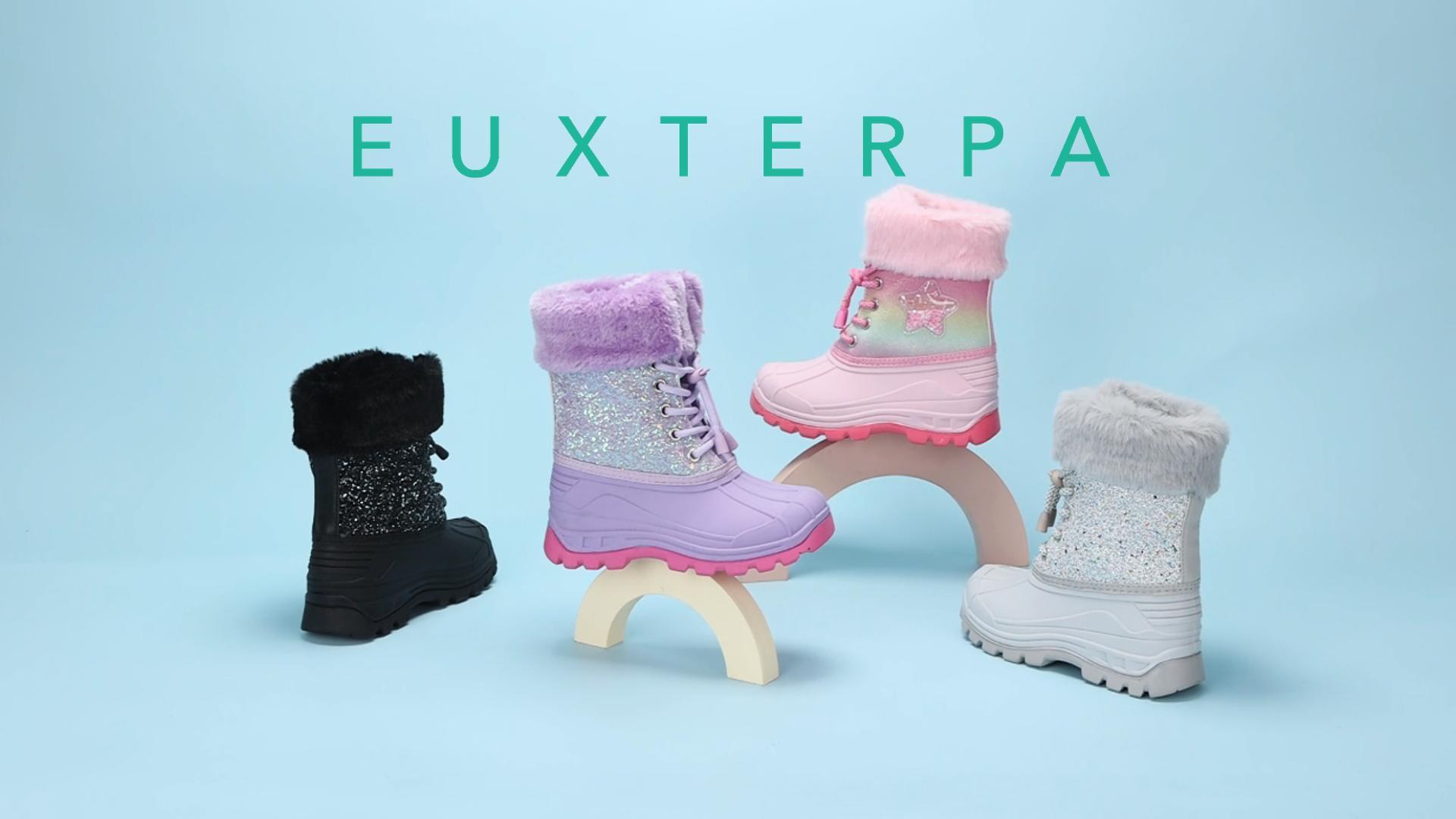 EUXTERPA Kinder Gummistiefel Wasserdicht - Warme Winterstiefel Für Jungen & Mädchen
