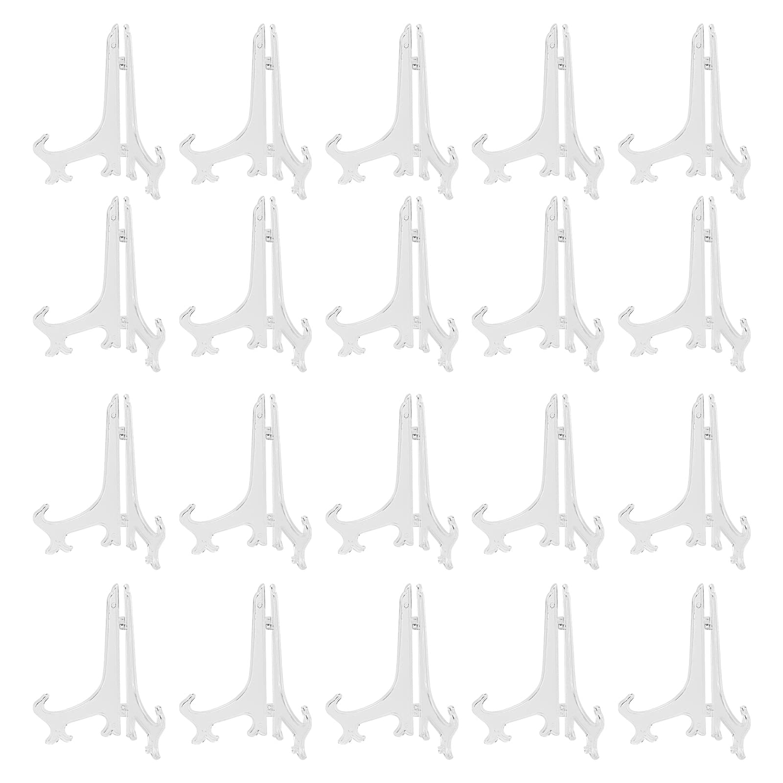 Zeonhak Translucent 20 Pack 8 Inch Plate Stand Display, 20Cm Plastic Easel Plate Holder For Displaying Pictures, Plates, Placecards