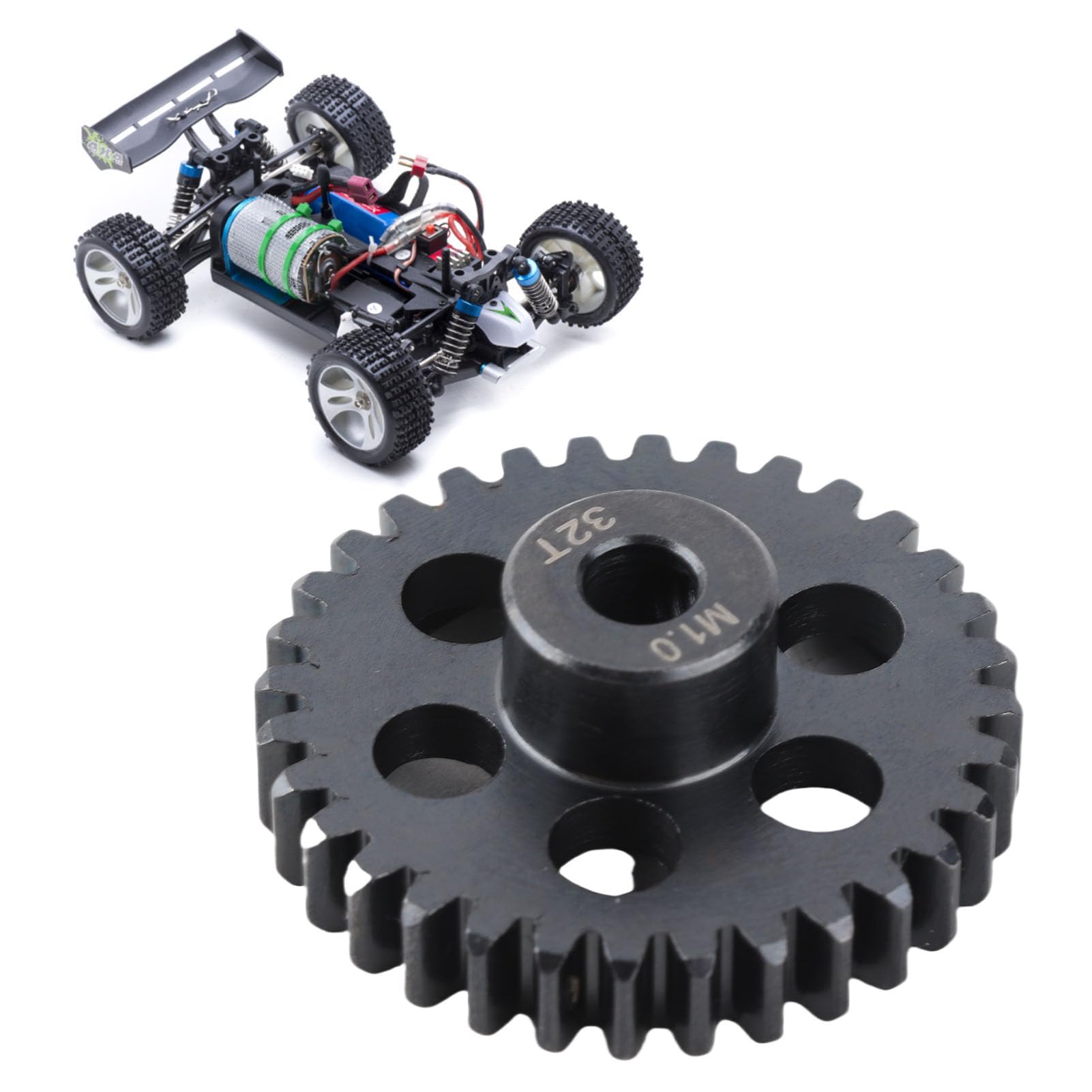 RiToEasysports 32T RC Motor Gear,M1 5mm Gear Bore Steel Anti Rust Steel RC Motor Pinion Gear for 1/7 1/8 RC Car Replacement Motor Gear Parts Car Model Accessory Model Toy - Image 3