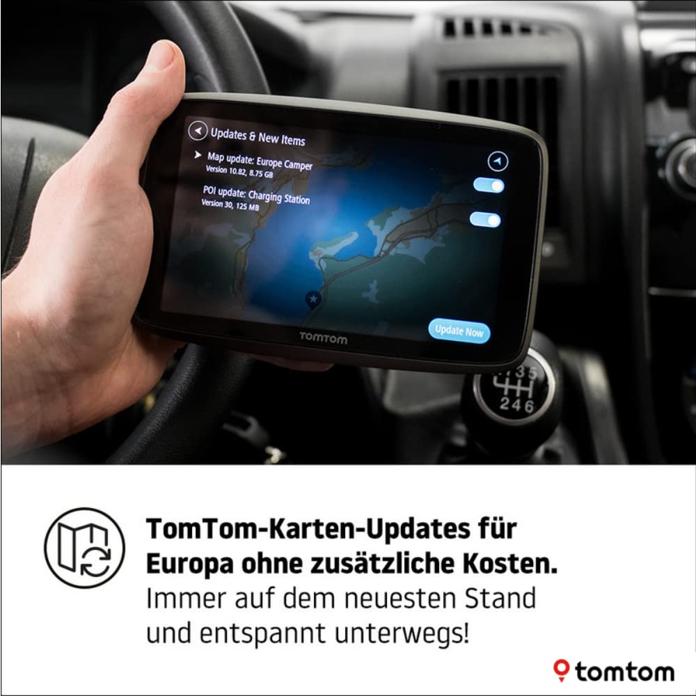 Tomtom Camping Navi GO Camper Tour (6 Zoll Display, Sonderziele für Wohnmobil- und Wohnwagen, Updates über Wi-Fi, Stauvermeidung Dank Tomtom Traffic, Karten-Updates Europa)