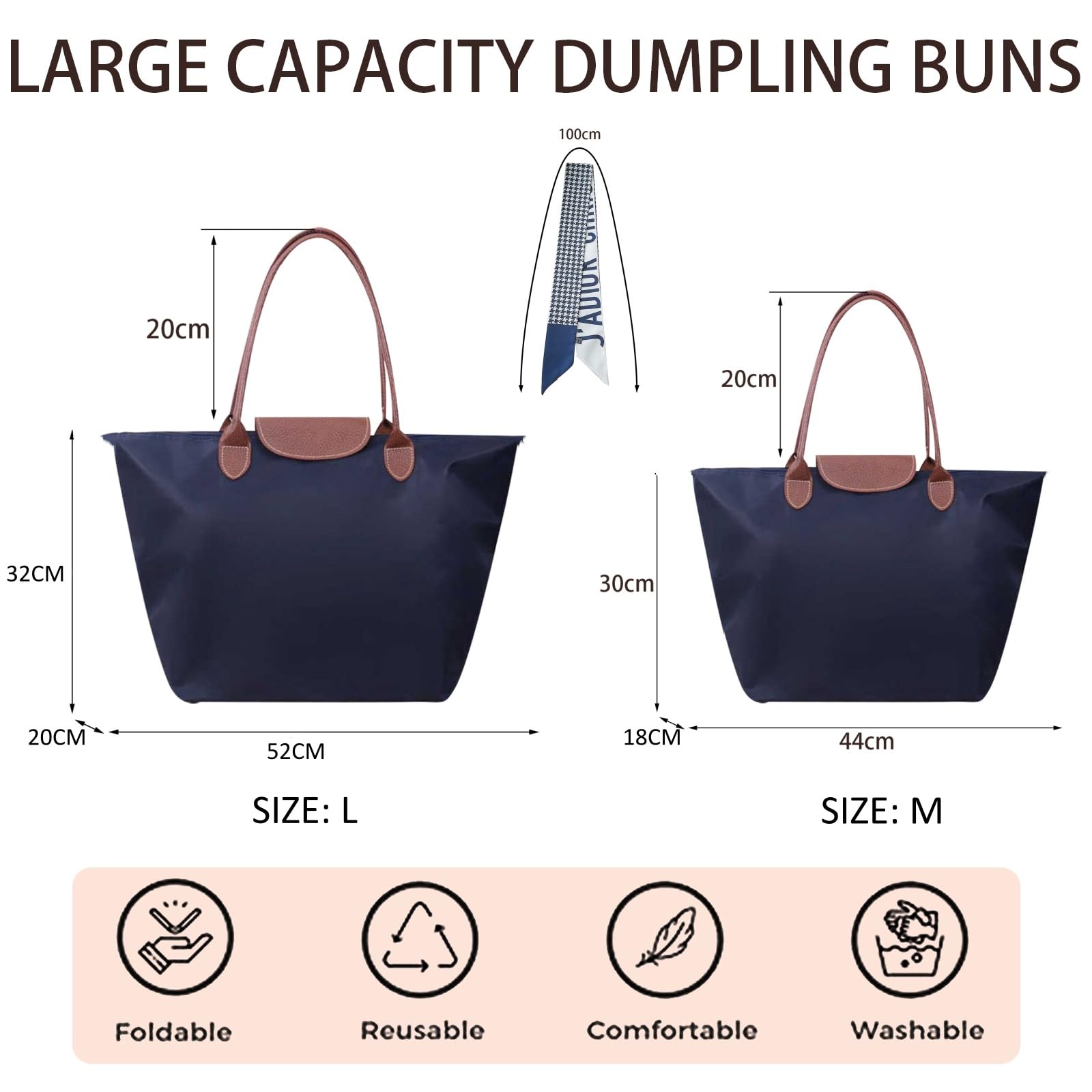 Bolso de Hombro para Mujeres, Bolsa de Mano para Mujer, Bolso Universidad Trabajo, Liviano y Plegable, Bolsos de Grandes Capacidad para Viajar Desplazamientos Compras Playa — view 4