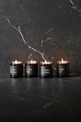 Miniatura 6 de Vela de cera de soja prémium Velas en tarro de vidrio negro altamente perfumadas Larga duración, combustión limpia 8 onzas Regalos para hombre y