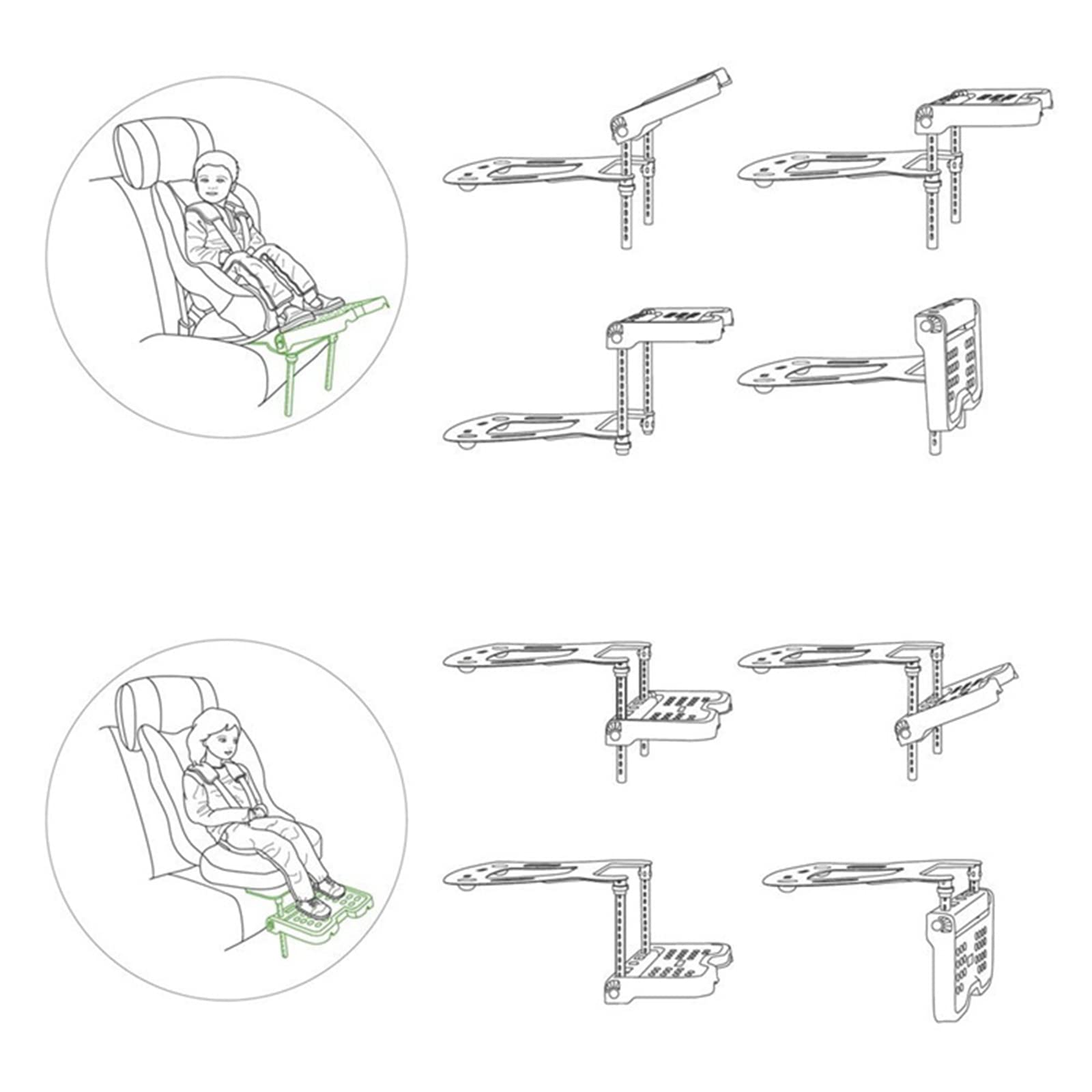 Repose-Pieds pour Enfants ou Tout-Petits compatibles avec siège Auto, Hauteur Ajustable, Accessoires de siège Auto Pliable pour Enfants,Noir