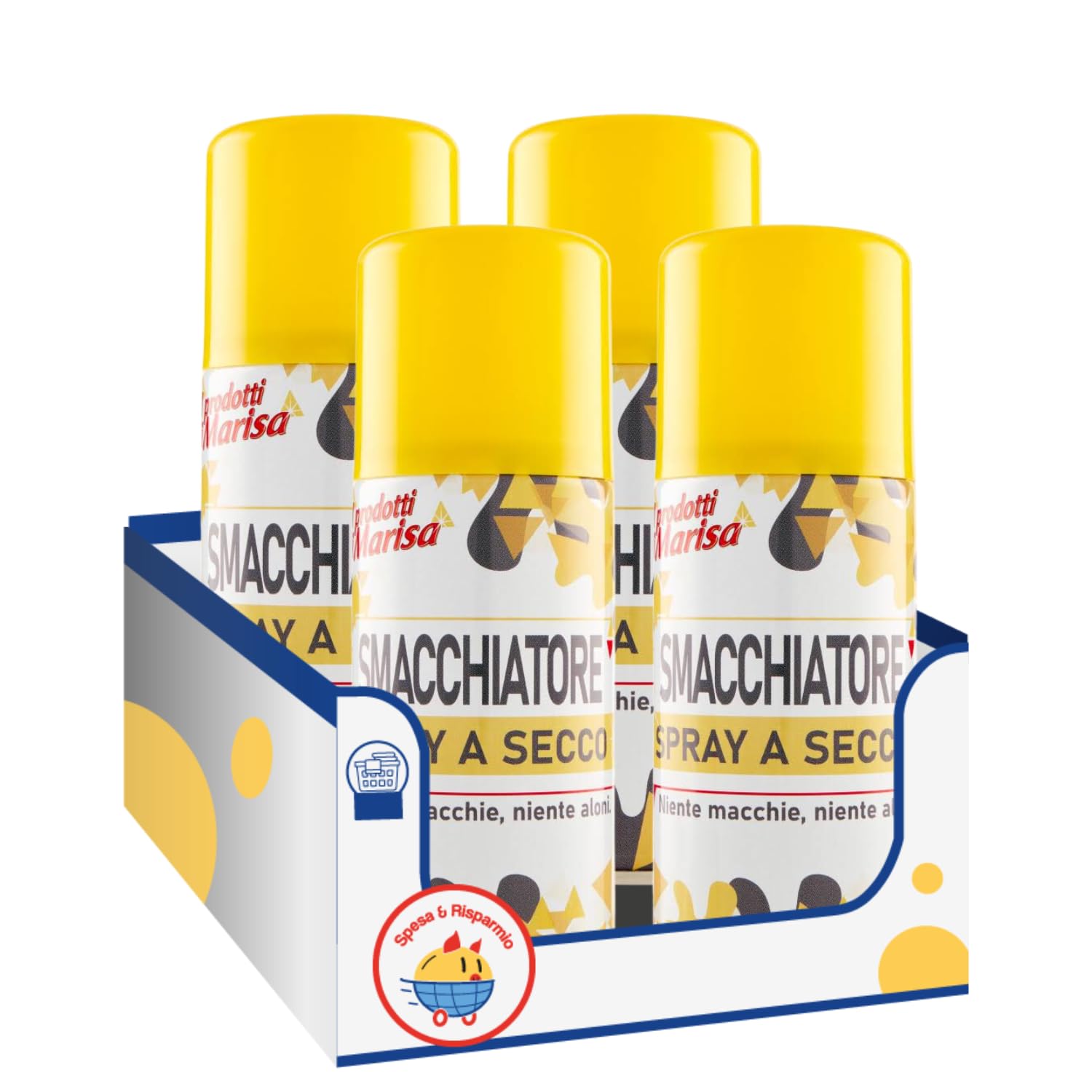 Smacchiatore Spray a Secco Multiuso – 150 gr – Rimozione Macchie Rapida su Tessuti e Tappeti kit con Spugna Brandizzata SPESA & RISPARMIO Inclusa – Variazioni 4/8/12 Pezzi (4)