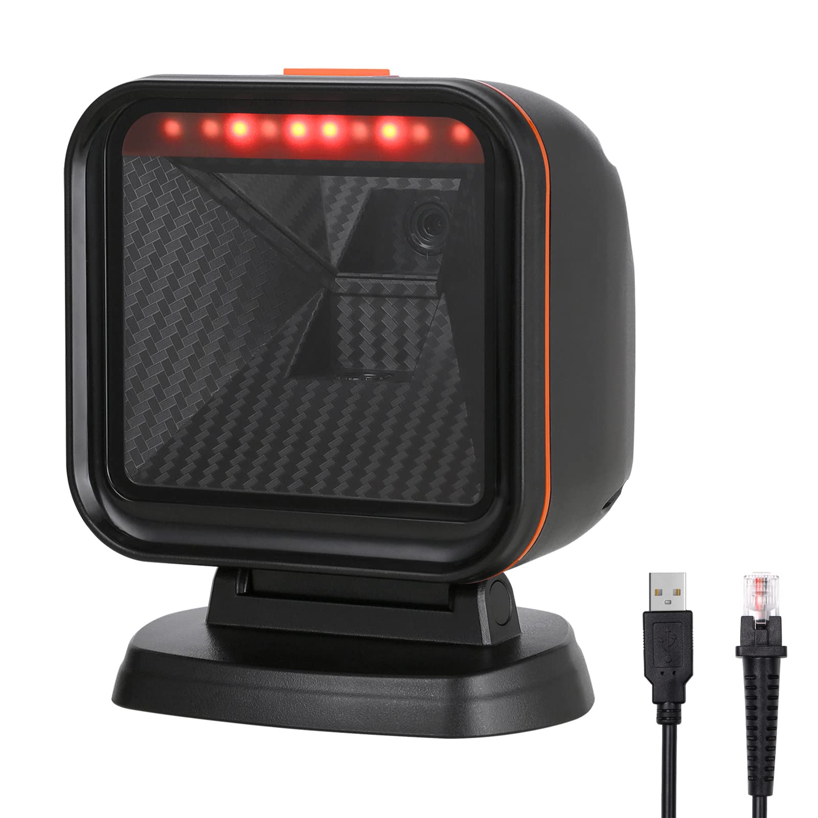 OBZ 1D 2D Desktop Barcode Scanner, QR Code Scanner USB Wired Hands-Free Barcode-Scanner Kassen Scanner mit Großem Scanfenster für Läden, Lager, Bibliotheken