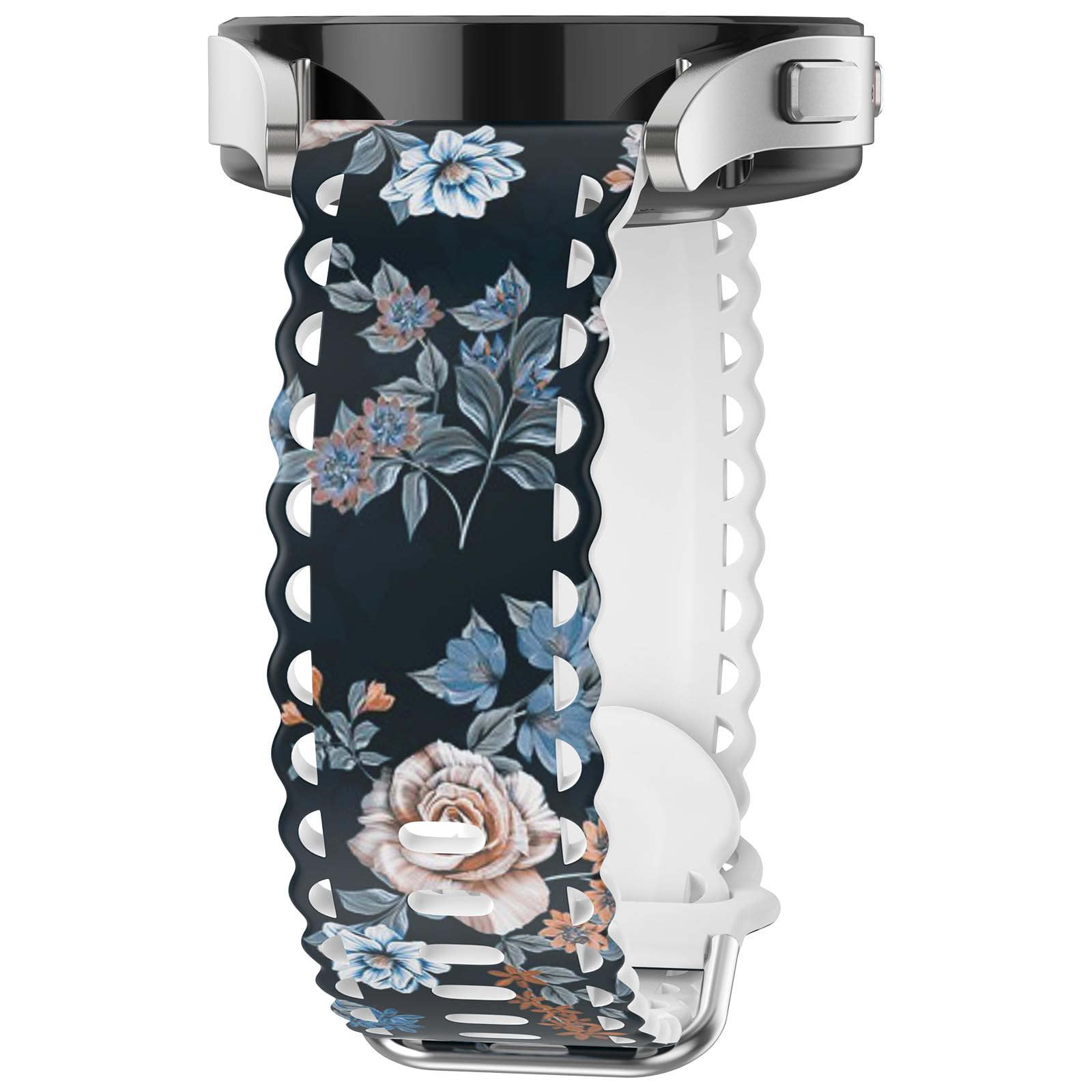 ZSMJ Compatible With Samsung Galaxy Watch 7/6/5/4 Band 40mm 44mm/Classic 43mm 47mm 42mm 46mm/Pro 45mm/Active 2/Watch 3 41mm, Slim Lace Floral Print Soft Silicone 20mm Quick Release Watch Bands for Women