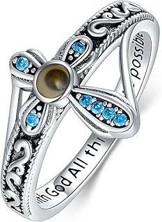 Cross Ring with Mustard Seed 925 Sterling Silver With God All Things Are Possible Band Rings, Size 4-13