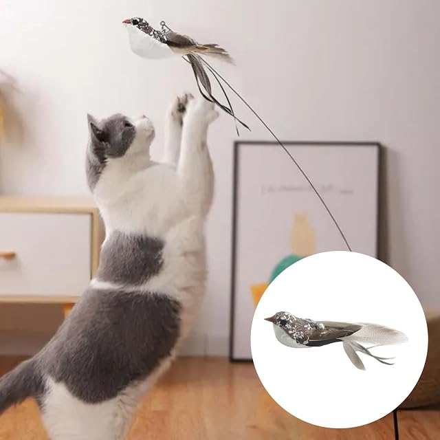 Foto 4 de 7 de YIDM Plumas de repuesto para gatos: 8 piezas de juguete interactivo para gatos con campana