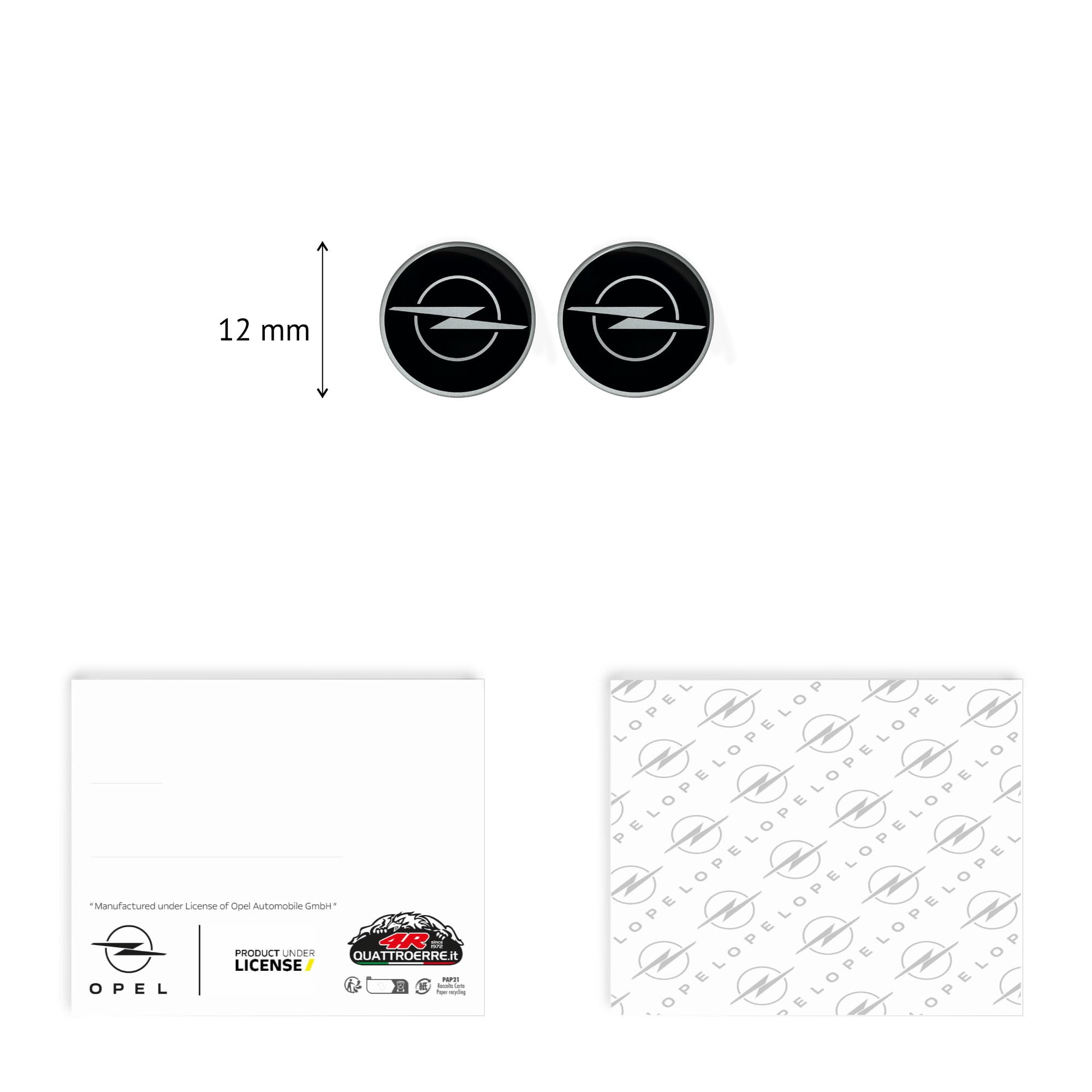 Stemma Adesivo 3D Compatibile con Opel Licenza Nero 12 mm