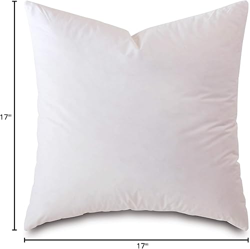Miniatura 8 de Plankroad Home Décor Relleno de almohada cuadrado de 17 x 17 pulgadas, hipoalergénico de 5050 de plumas esponjosas, mezcla de poliéster, funda de