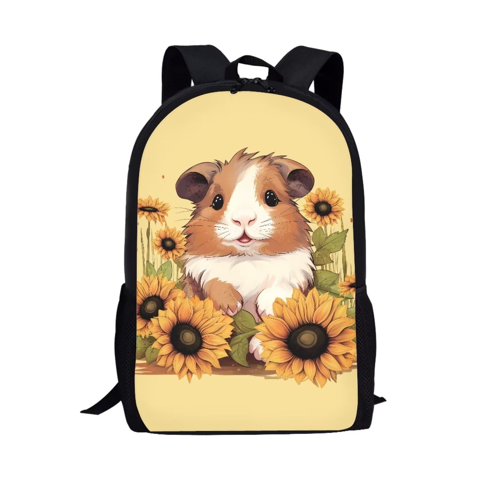 HUGS IDEA Sunflower Guinea Pig Print School Kids Backpack Elementary Girls Bookbags Kindergarten Preschool Rucksacks