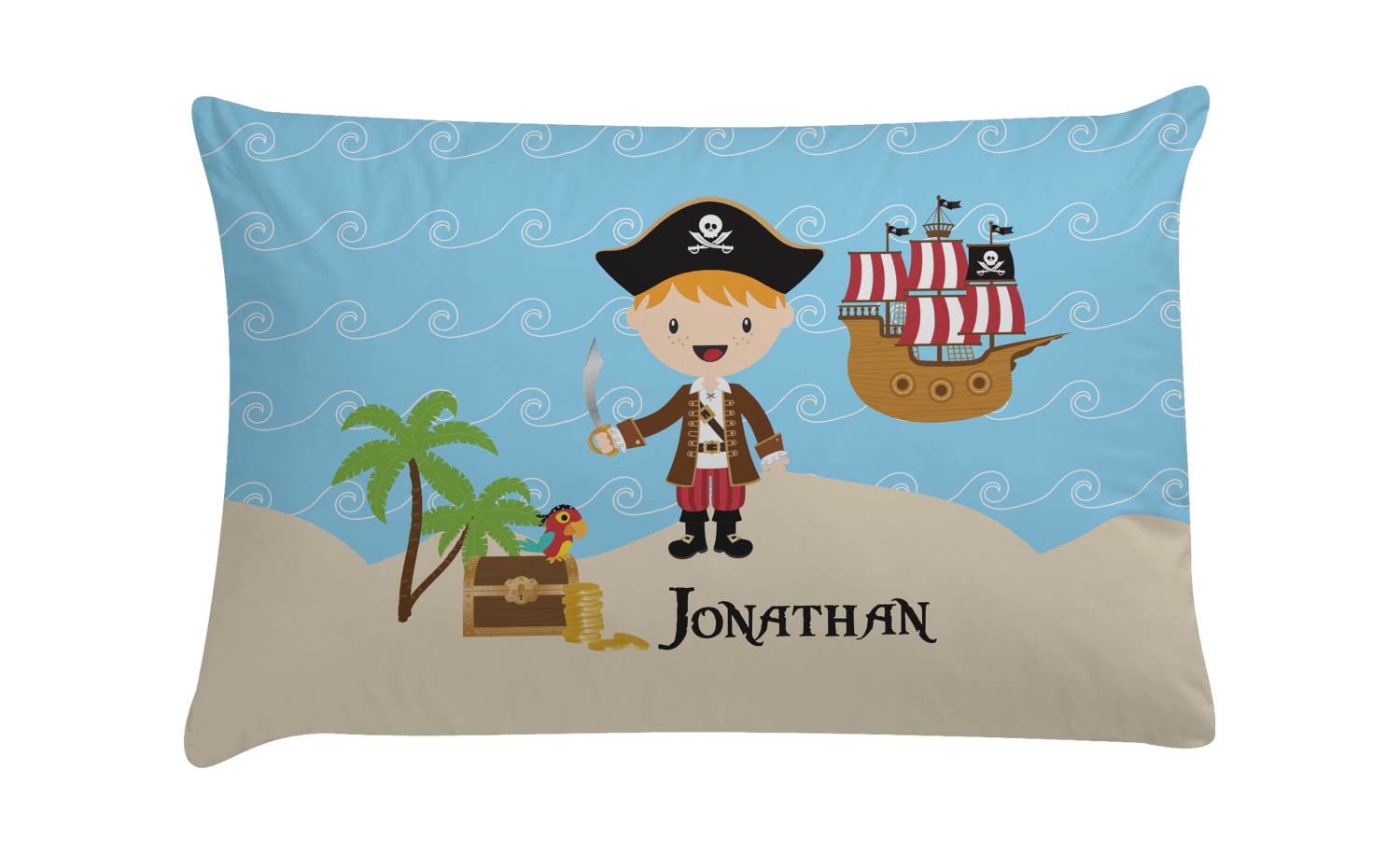 RNK Shops Personalized Pirate Scene Pillow Case - Standard