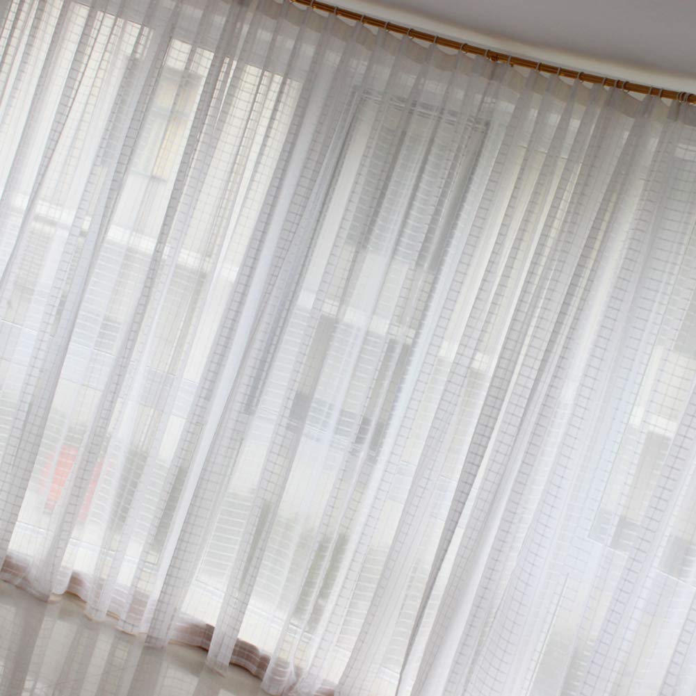 CurDecor Semi Sheer Voile Window Curtain, Drapes White Color Tulle Dreamy Romantic Lattice Pattern for Living Room Bedroom-White 118x106(300x270cm)