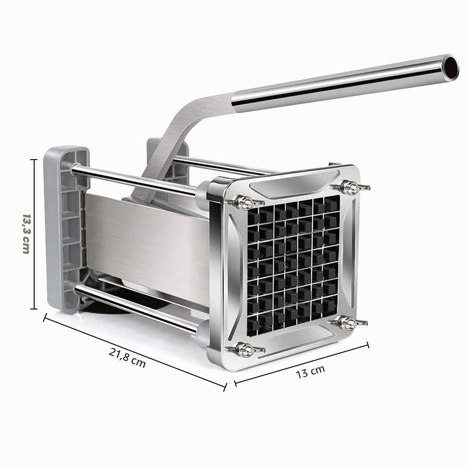 Coupe Frite Professionnel, Sopito Coupe Frites Acier Inoxydable Decoupe Frite avec Lames de 12x12mm, Argent