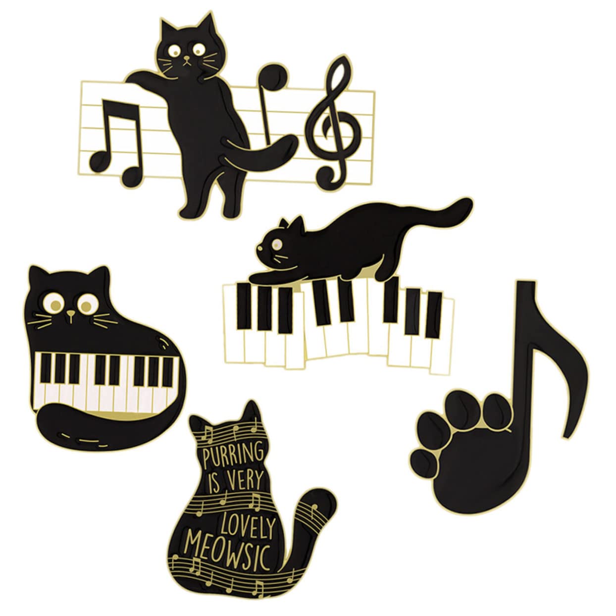 BESPORTBLE Spilla Corpetto Musicale Spilla Decorativa Perni Carino Spillo Pin Per Gatto Spille Distintive Spilla Per Abbigliamento Smalto Vestiario A Tema Lega Black