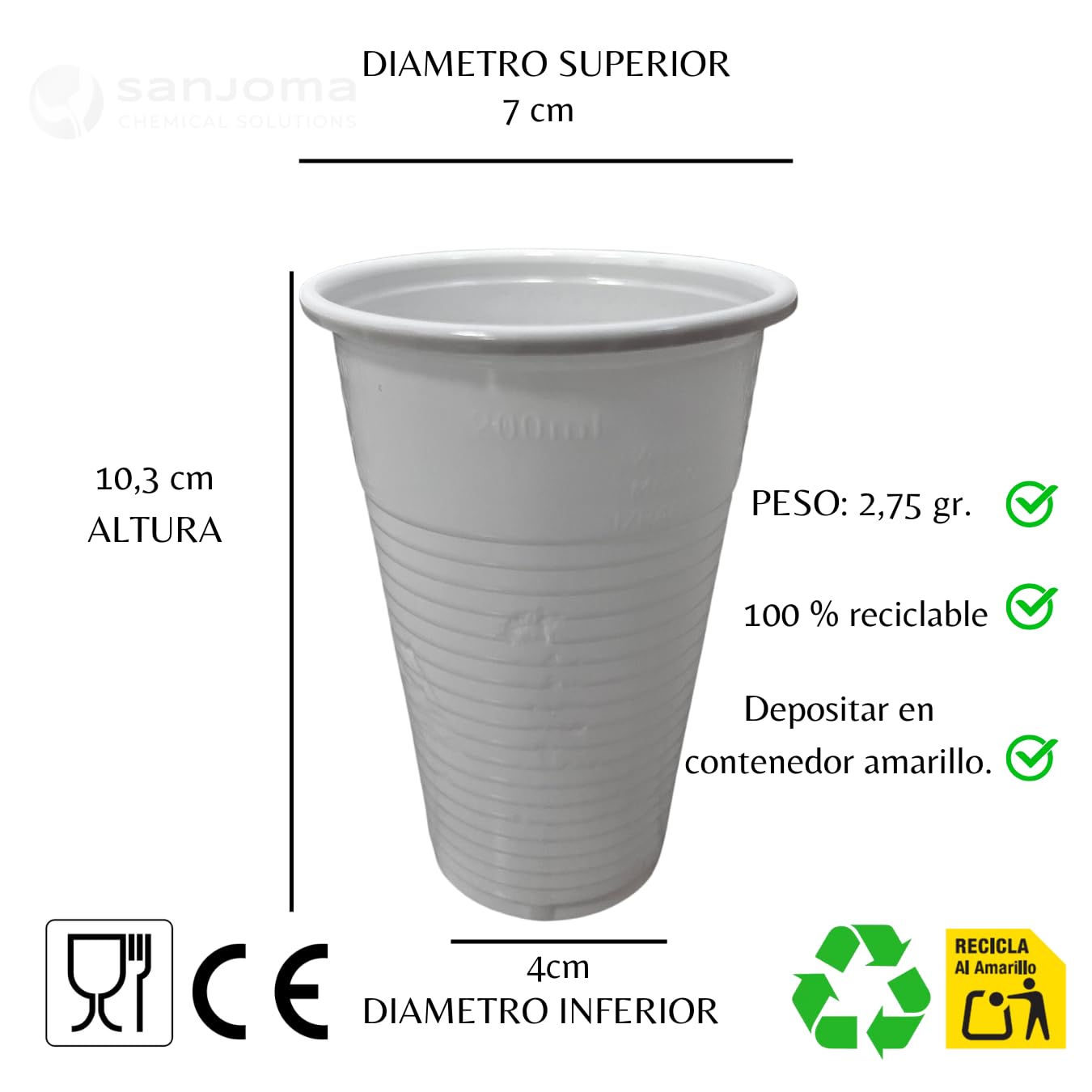 Vasos Desechables Plástico Blanco 220ml, 3000 uni | Polipropileno Reutilizables, Para Fiestas Cumpleaños Eventos Bodas Navidad
