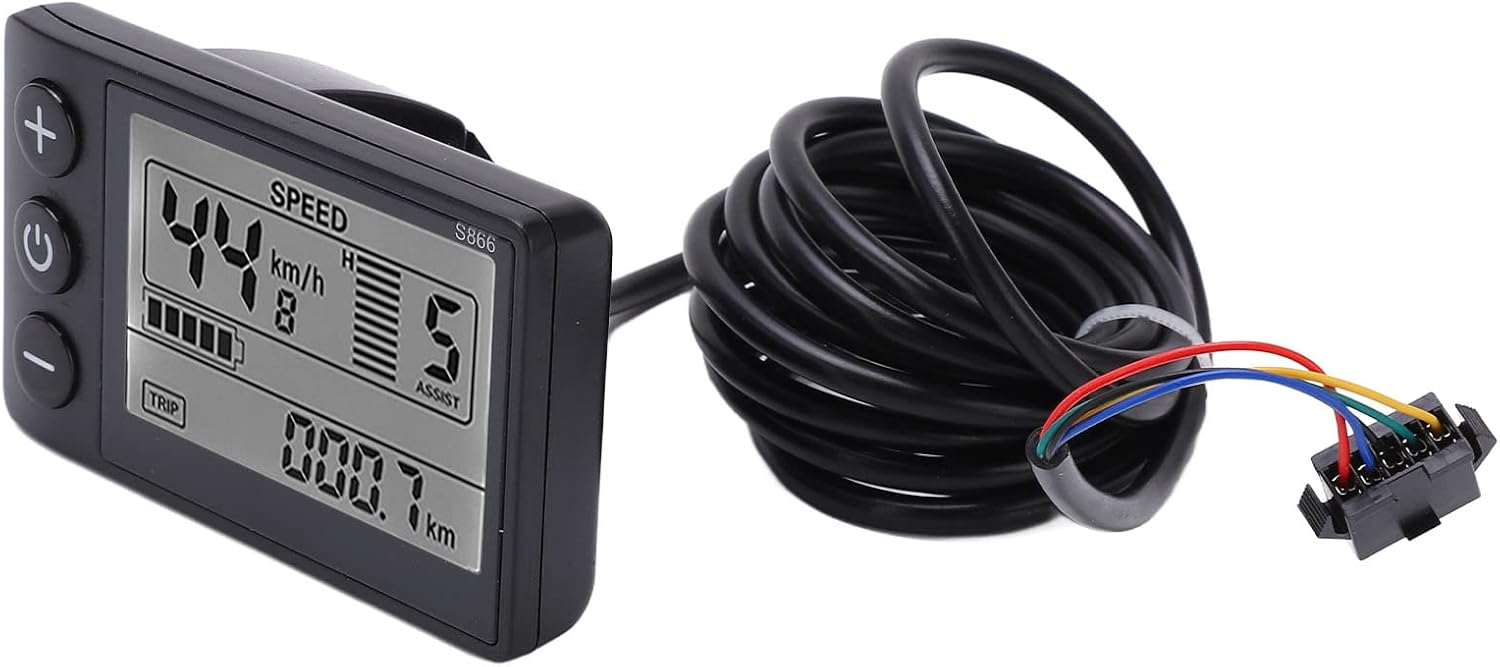 Electric Bikes LCD Display, S866 Electric Bicycles LCD Display Meter 24V 36V 48V Control Panel with Plug Replacement for Electric Scooter Ebikes