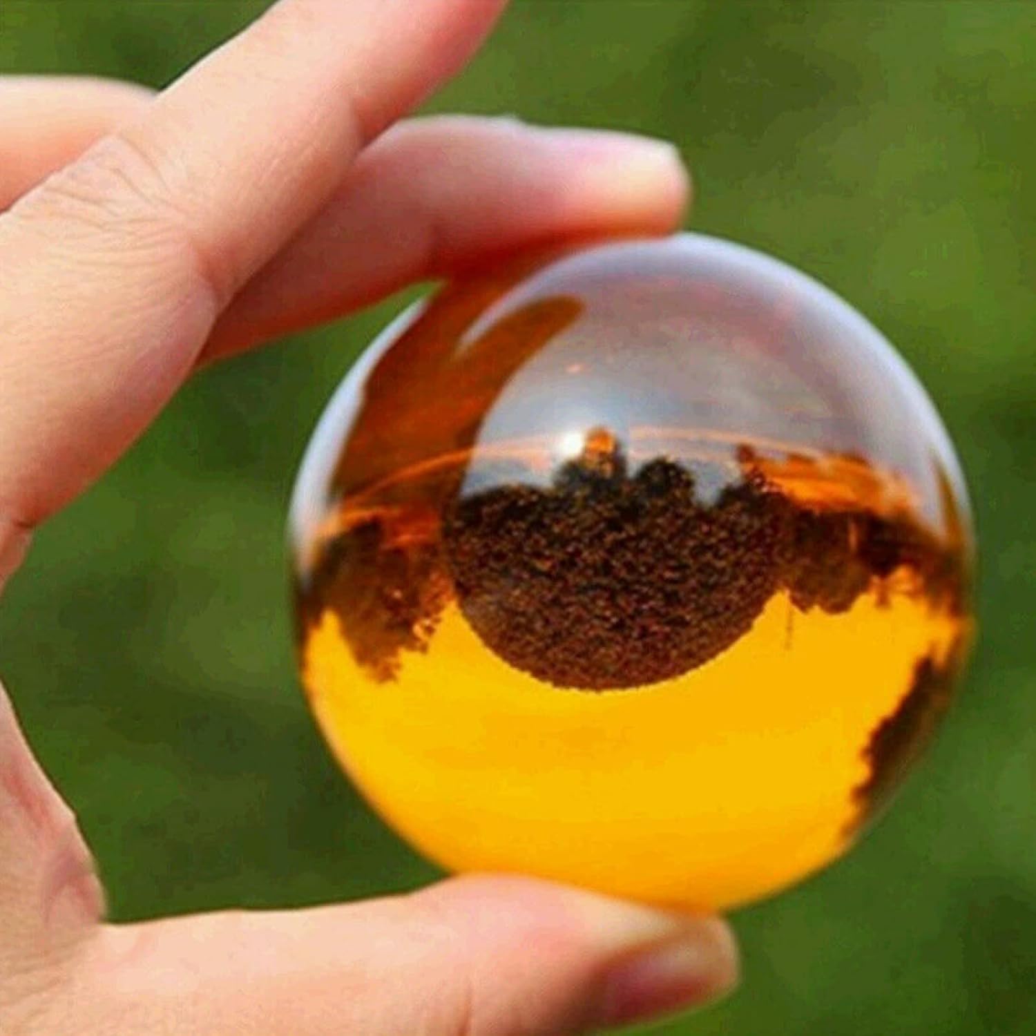 Amber Natural Quartz Crystal Ball Sphere,60mm