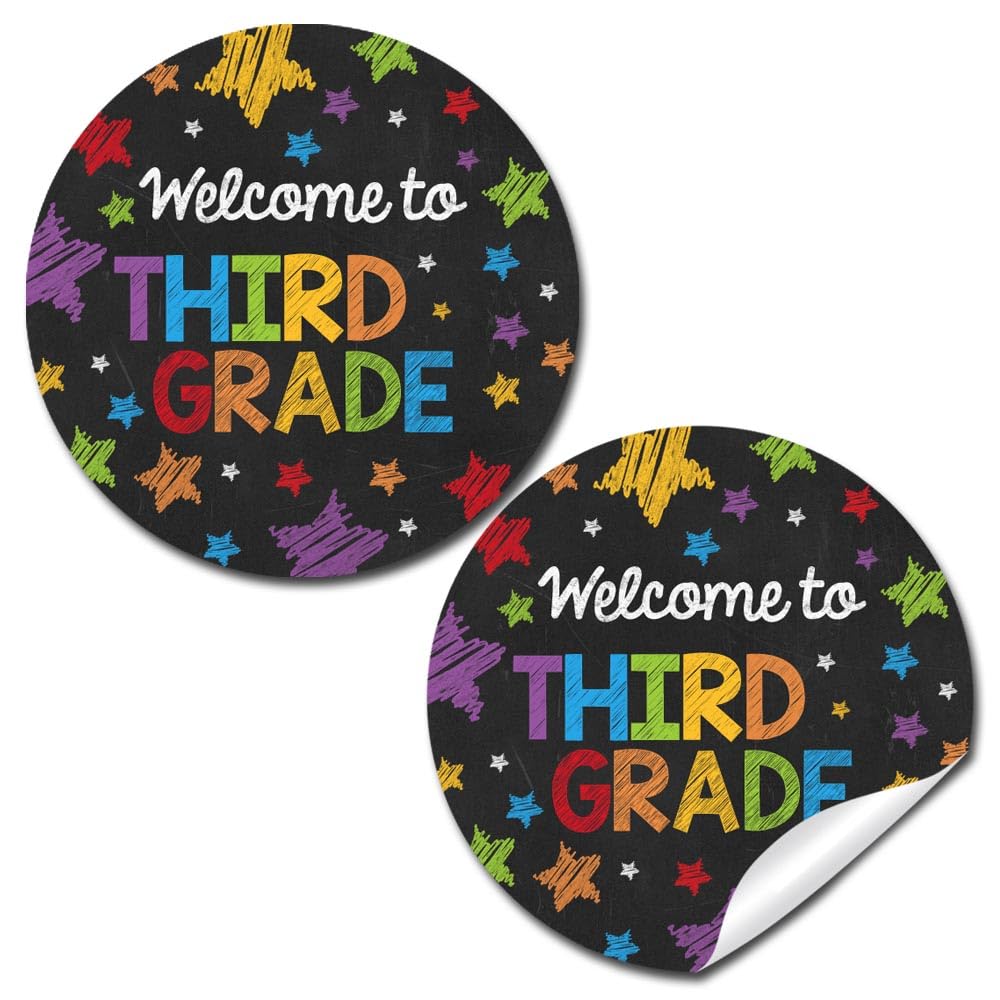 Back to School Stickers for Kids Chalkboard Welcome to 3rd Grade 40 2" Welcome Back Gift Tag Bulk Teacher Stickers Student Encouragement, Inspiration